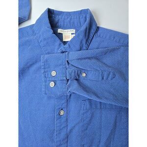 Carbon 2 Cobalt Mens Medium Blue Dot Long Sleeve‎ Button Down Flannel Shirt